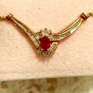 Vintage Ruby and Diamond Necklace